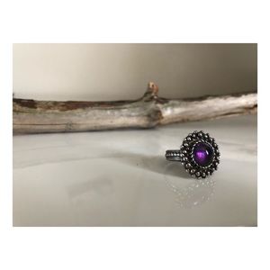Ben Zion David silver Yemenite amethyst ring